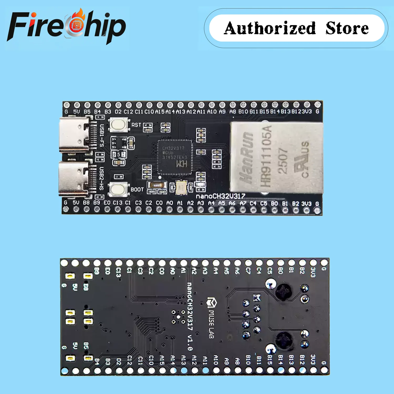 Фото Плата разработки FireChip nanoCH32V317 WCH RISC-V с двумя интерфейсами TYPE-C, высокоскоростной USB 2.0, открытый исходный код №1