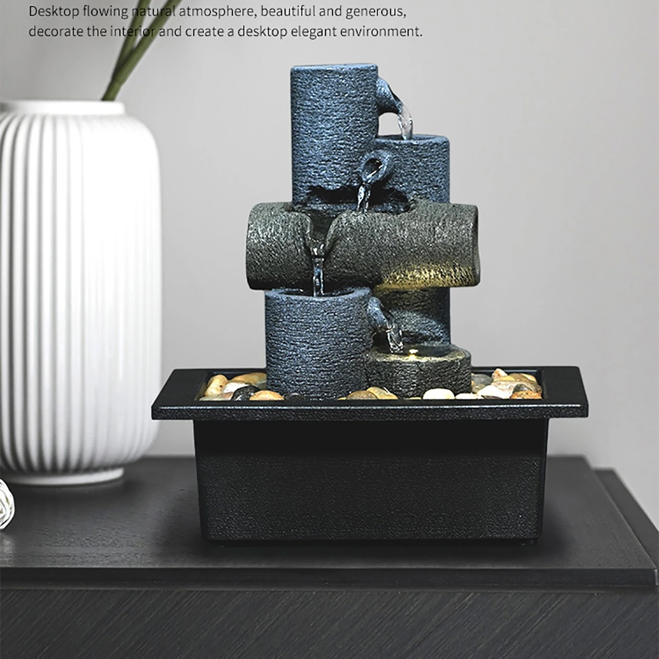 

Resin Decorative Fountains Desktop Water Fountains Creative Craft Home Figurines FengShui Water Fountain Home Decor