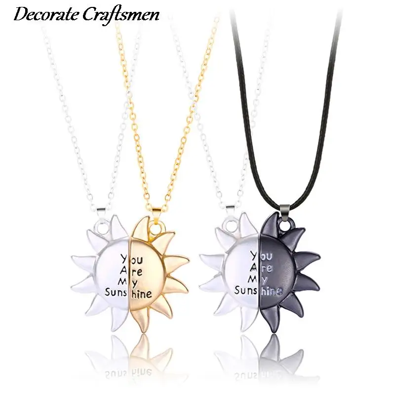 

2 Pcs Magnetic Sun Couple Necklace For Women Men Romantic You Are My Sunshine Promise Lovers Friendship Jewelry Anniversary Gift
