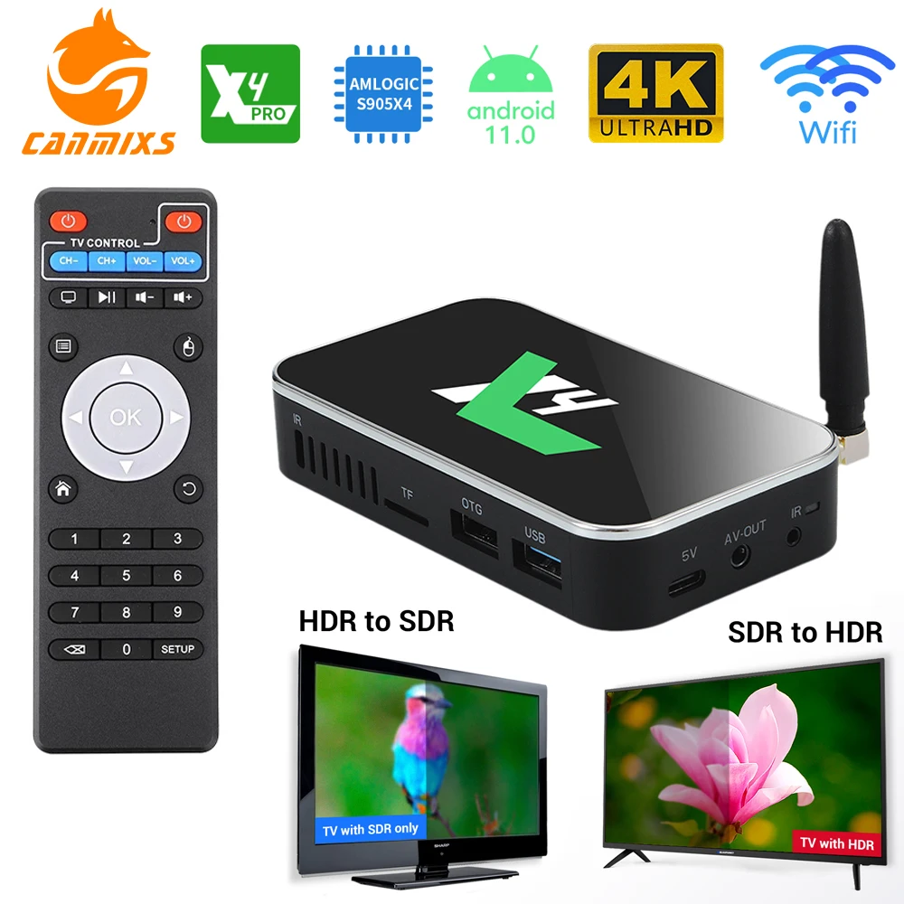 ТВ приставка Приставка Смарт-ТВ UGOOS X4 PLUS 4G/64G Android 11 4 + 32 ГБ 64 16 DDR4 ТВ-приставка |