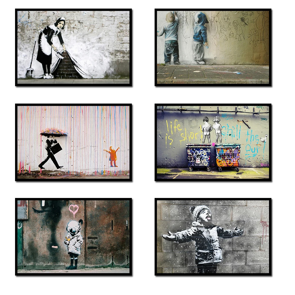 

New Abstract Graffiti Art Canvas Painting Children Peep Colorful Abstract Poster Printing Wall Art Pictures For Home Decoration