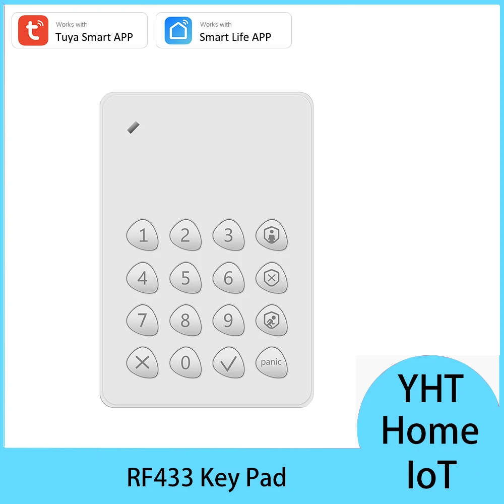 

Tuya Smart RF433 Alarm Disarm Keypad Compatible with WiFi Home Security Alarm System HUB Needed