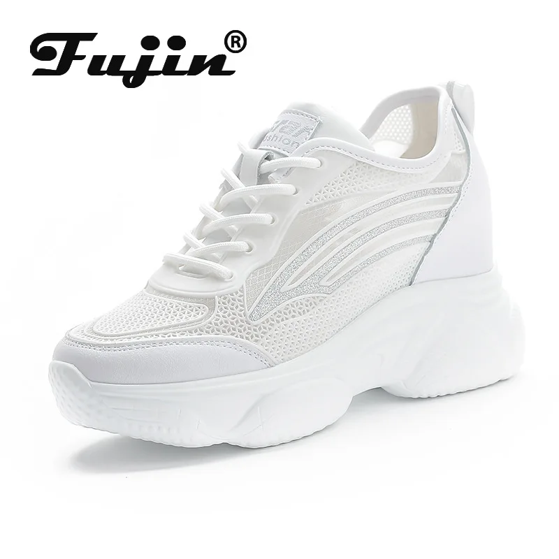 

Fujin 7cm Platform Wedge Sneakers Summer Shoes Hidden Heel Comfortable Breathable Air Mesh Women Female Summer Shoes 2022 New