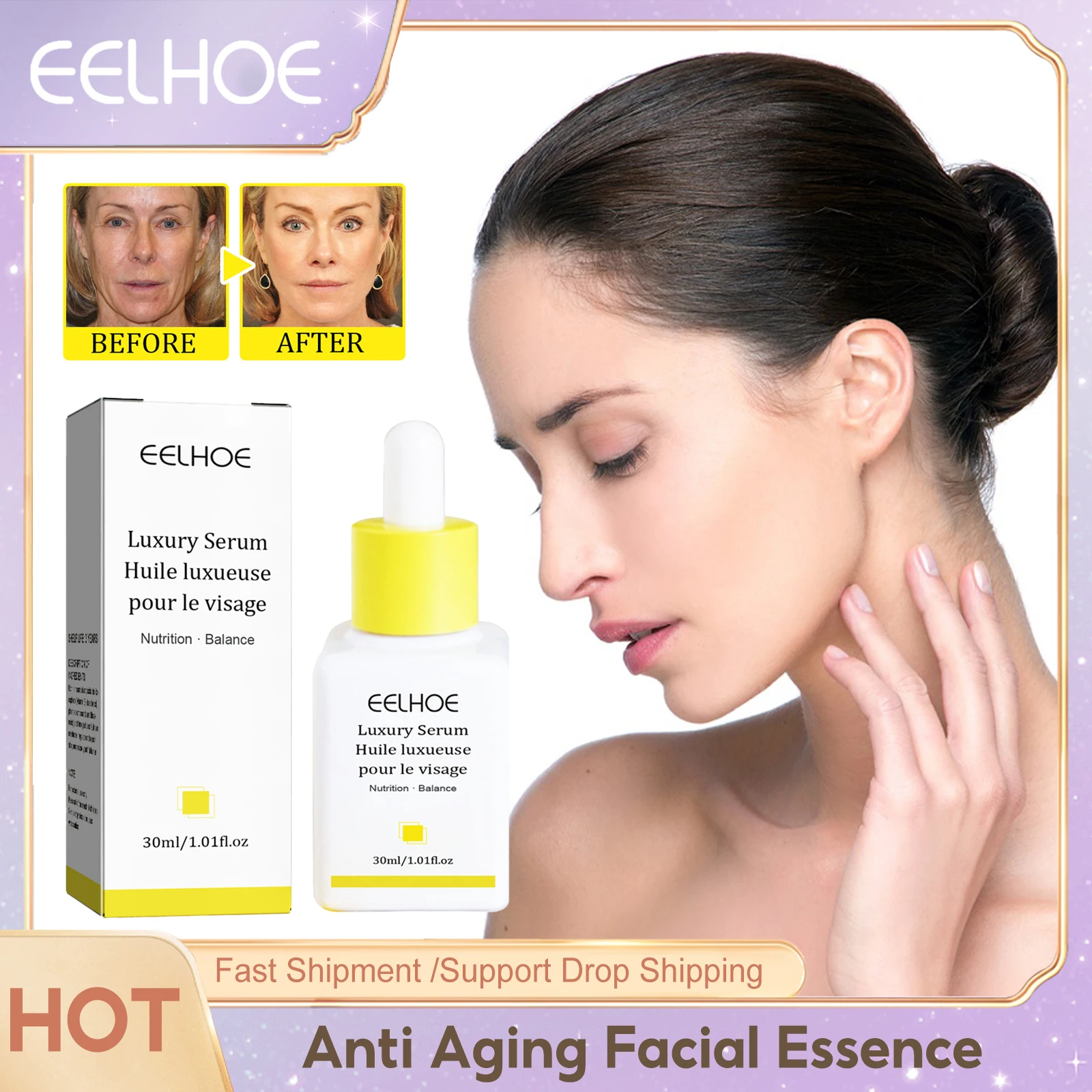 

Effective Anti Wrinkle Serum Brighten Face Skin Fade Fine Lines Lifting Firming Moisturizing Hydrating Anti Aging Facial Essence