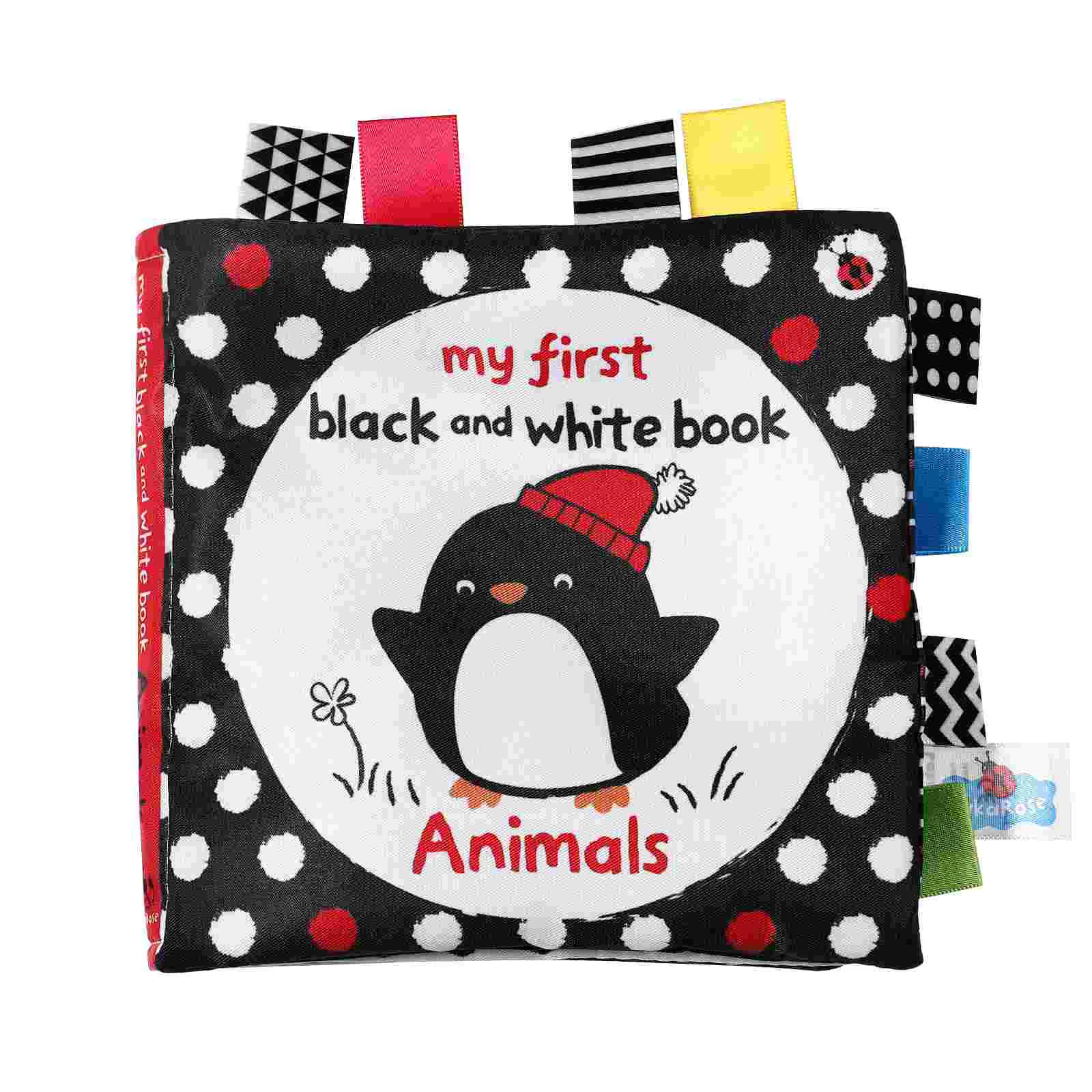 

Baby Crib Toys Animal Books Kids Wrinkle High Contrast Gifts Black White Tummy Time Infant