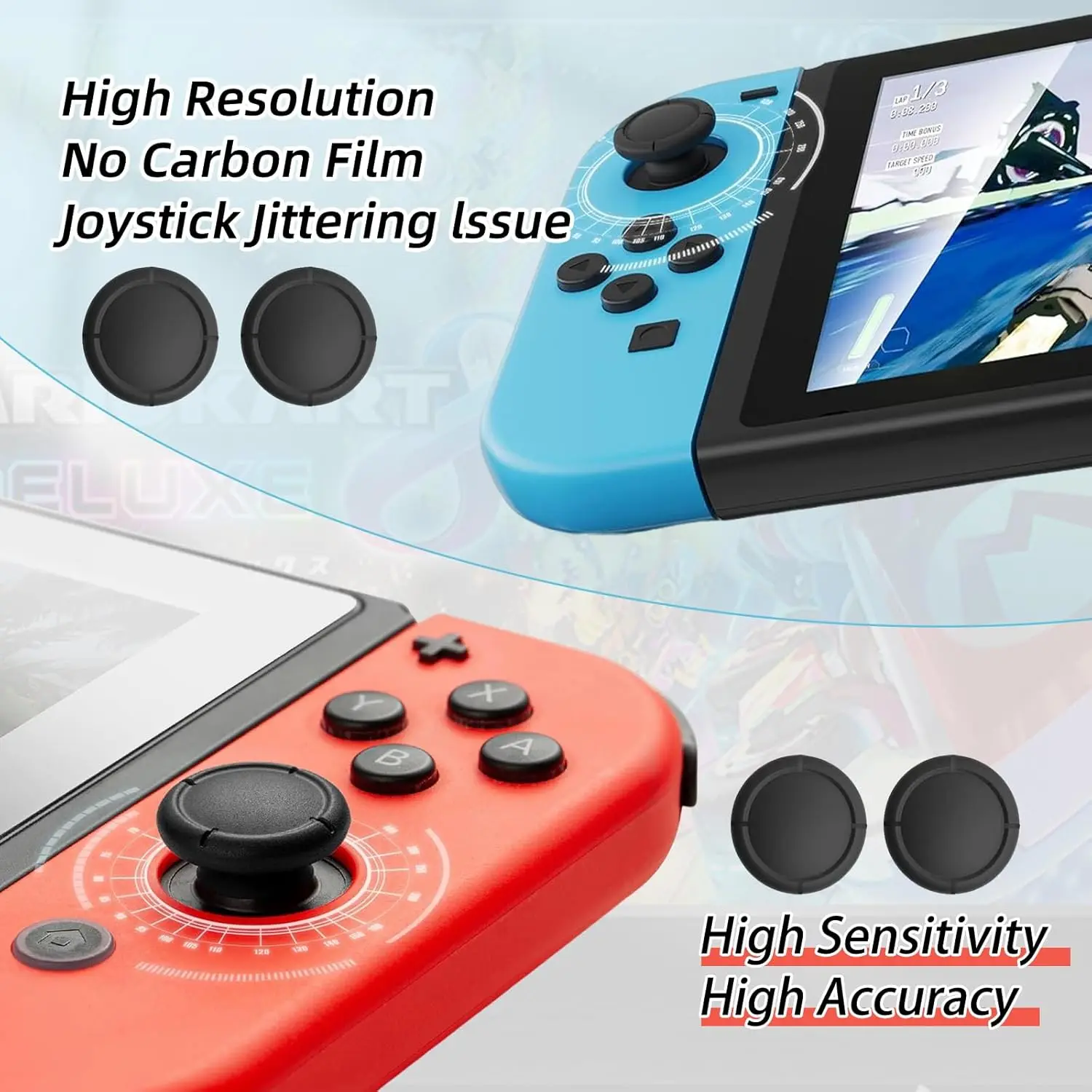Фото Противоскользящие 3D-накладки на стики (2/4 шт.) для контроллеров Switch OLED Lite: комплект для ремонта джойстиков и грипов №5