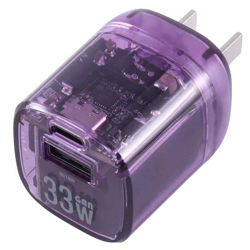 

33W Charger Transparent Punk PD20W Small-Volume Low Temperature US Fold QC Multiprotocol Phone Fast Charging Head