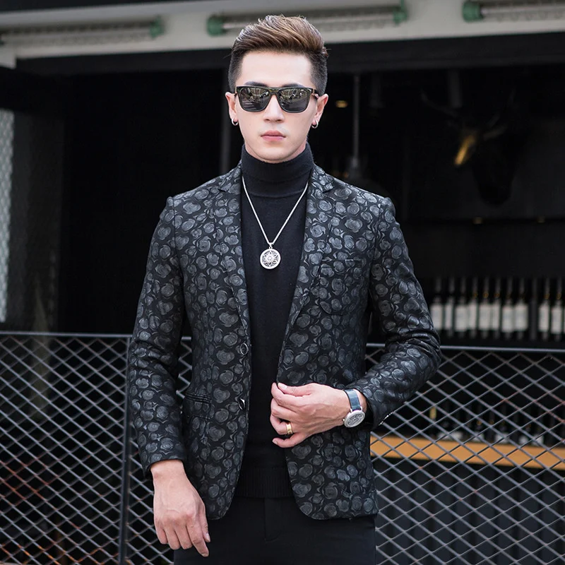 

Genuine leather jacket of lambskin, top jacket for men with real leather lapel short floral and large spring coat
