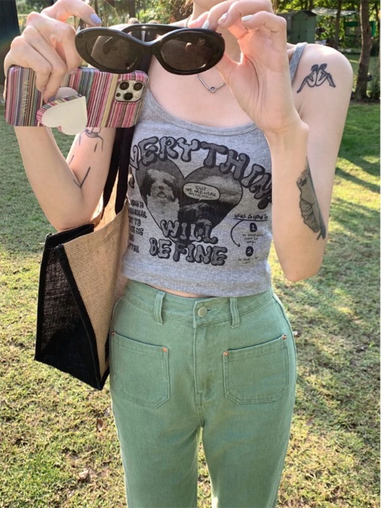 Топ на бретелях годоiscyn Y2k летние розовые укороченные топы без рукавов одежда для