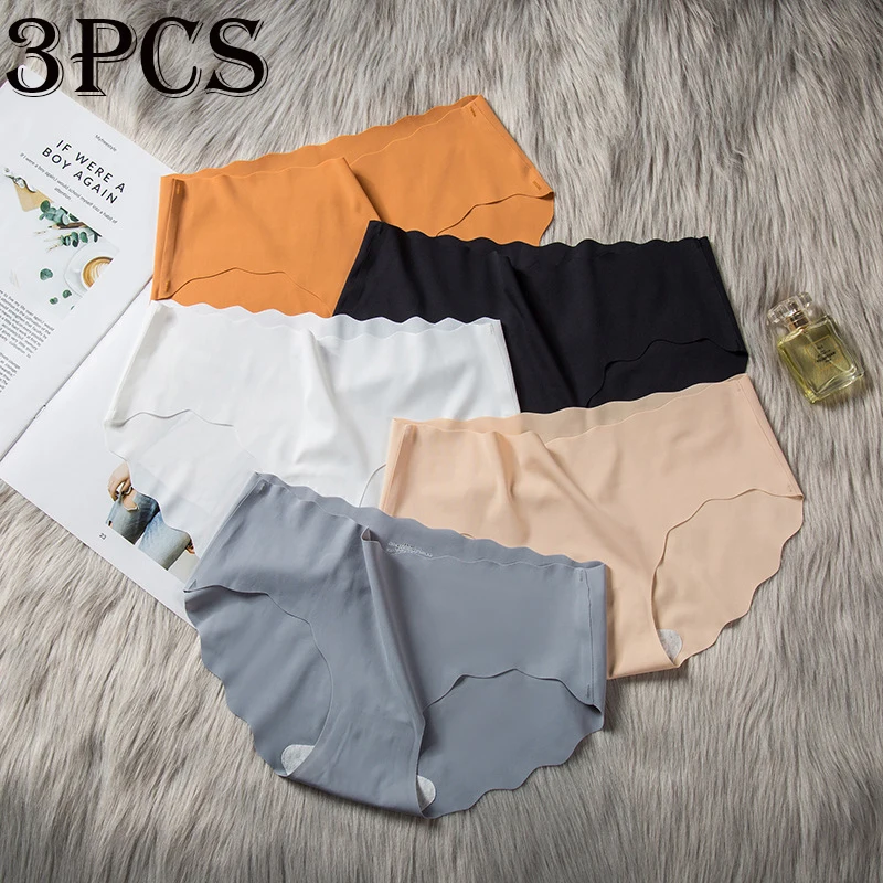 

Women Thin Breathable Panties Set Seamless Silk Cotton Crotch Briefs Sets Low Waist Fitness Underwear Solid Color Sexy Lingerie