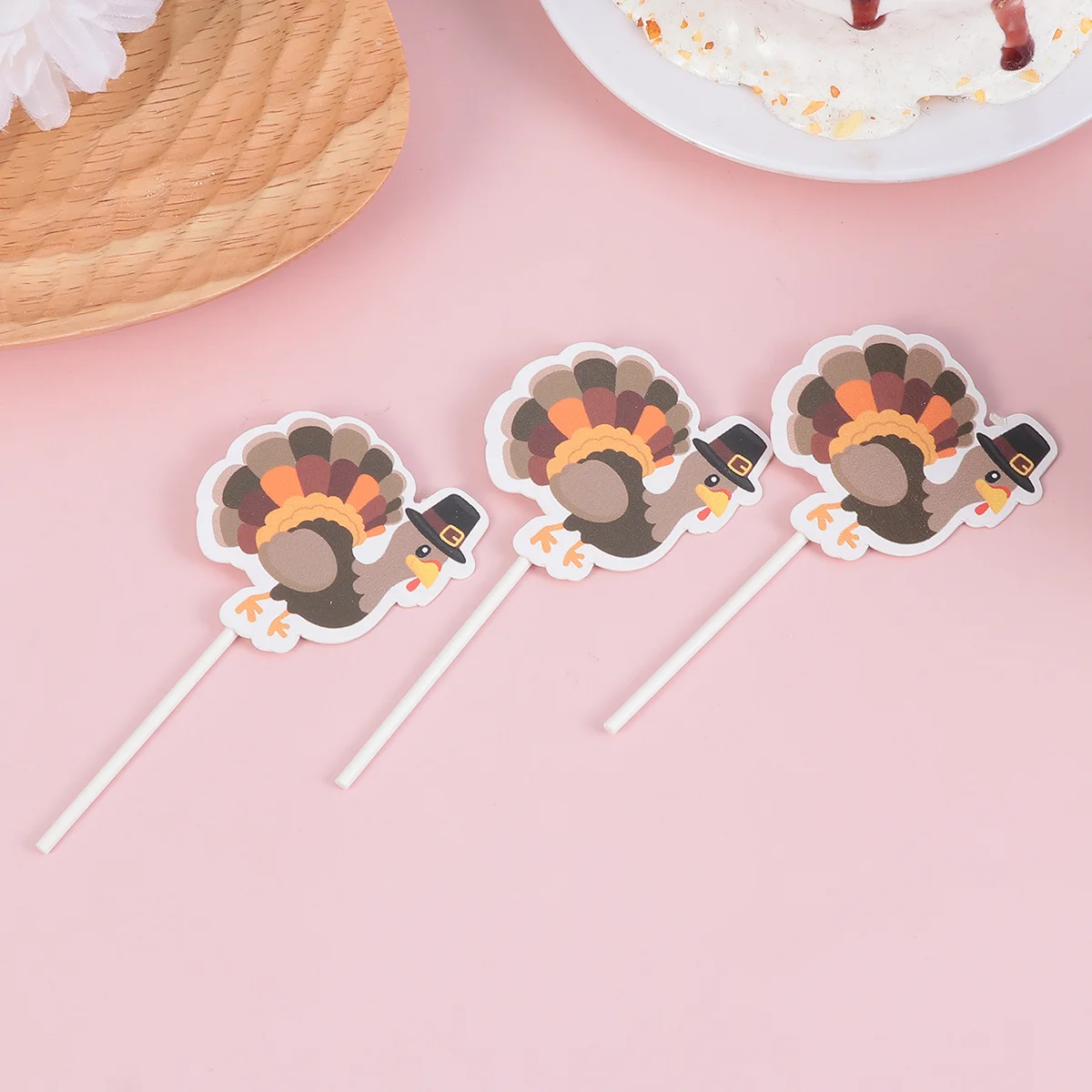 

Cake Picks Party Topper Cupcake Turkey Thanksgiving Diy Fall Decorations Day Decor Toppers Props Photo Autumn Supplies
