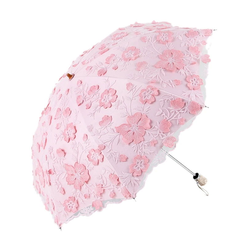 

Ladies Lace Parasol UV Protection Sun Shade Umbrellas Folding Parasol Outdoor Parasol Summer Wedding Flower Umbrellas