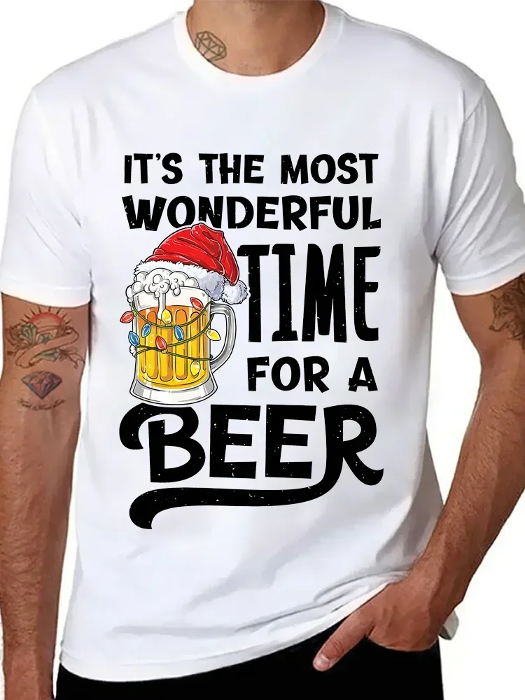 It's The Most Wonderful Time for A Beer Shirt Мужская футболка Рождественский пивной принт Топы