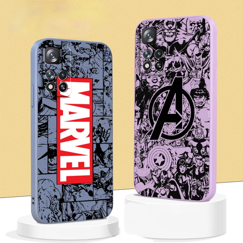 

Avengers Marvel Cool Comics Liquid Rope Phone Case For Xiaomi Redmi Note 12 11 11S 11T 10S 10 9S 9T 9 Pro Speed Plus 5G Cover
