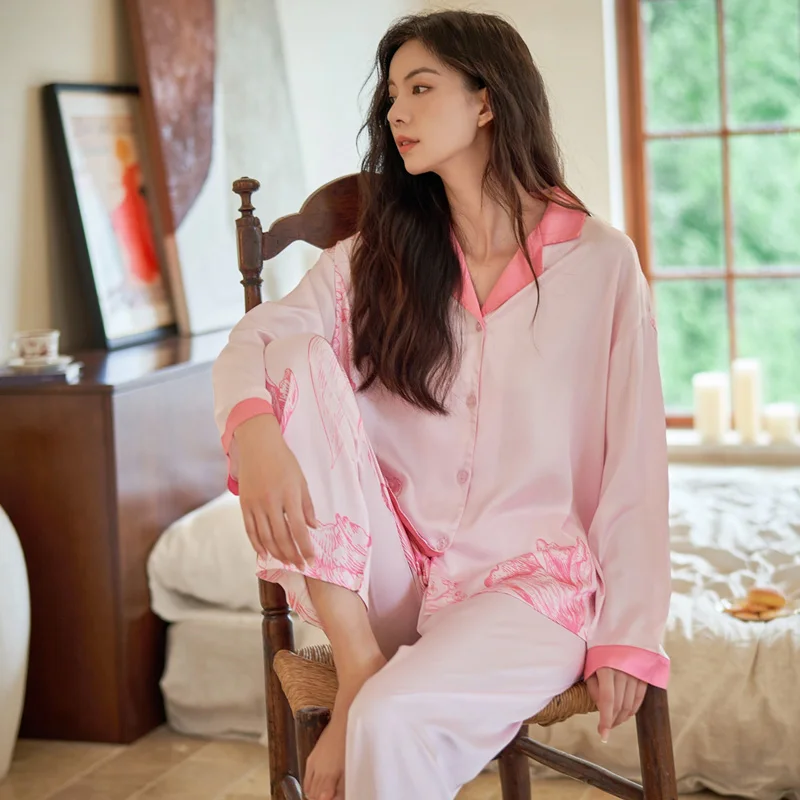 Girl Pajama Set Sexy Sleepwear Women Sleepwear Silk Princess Style Loose Version Pajama Set