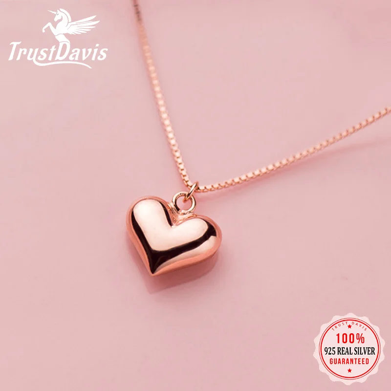 

Trustdavis Real 925 Sterling Silver Fashion Romantic Heart Pendant Clavicle Necklace For Women Wedding Party S925 Jewelry DA1505