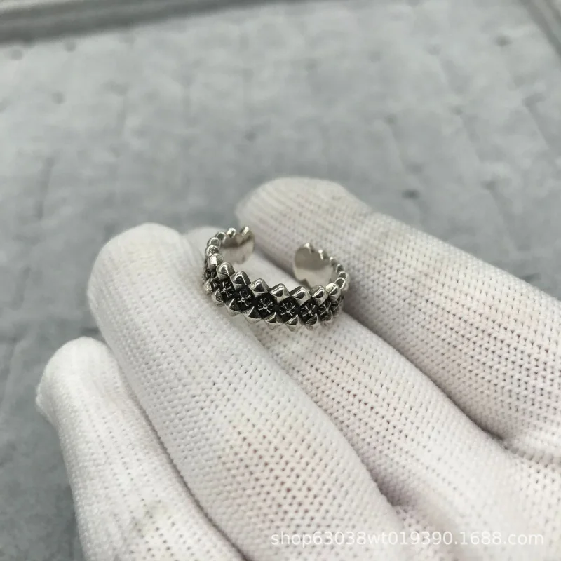 Кроктон Винтаж Старый Ротанг Цветок Гробница Крест Кольцо Хип-Хоп Лодка Якорь