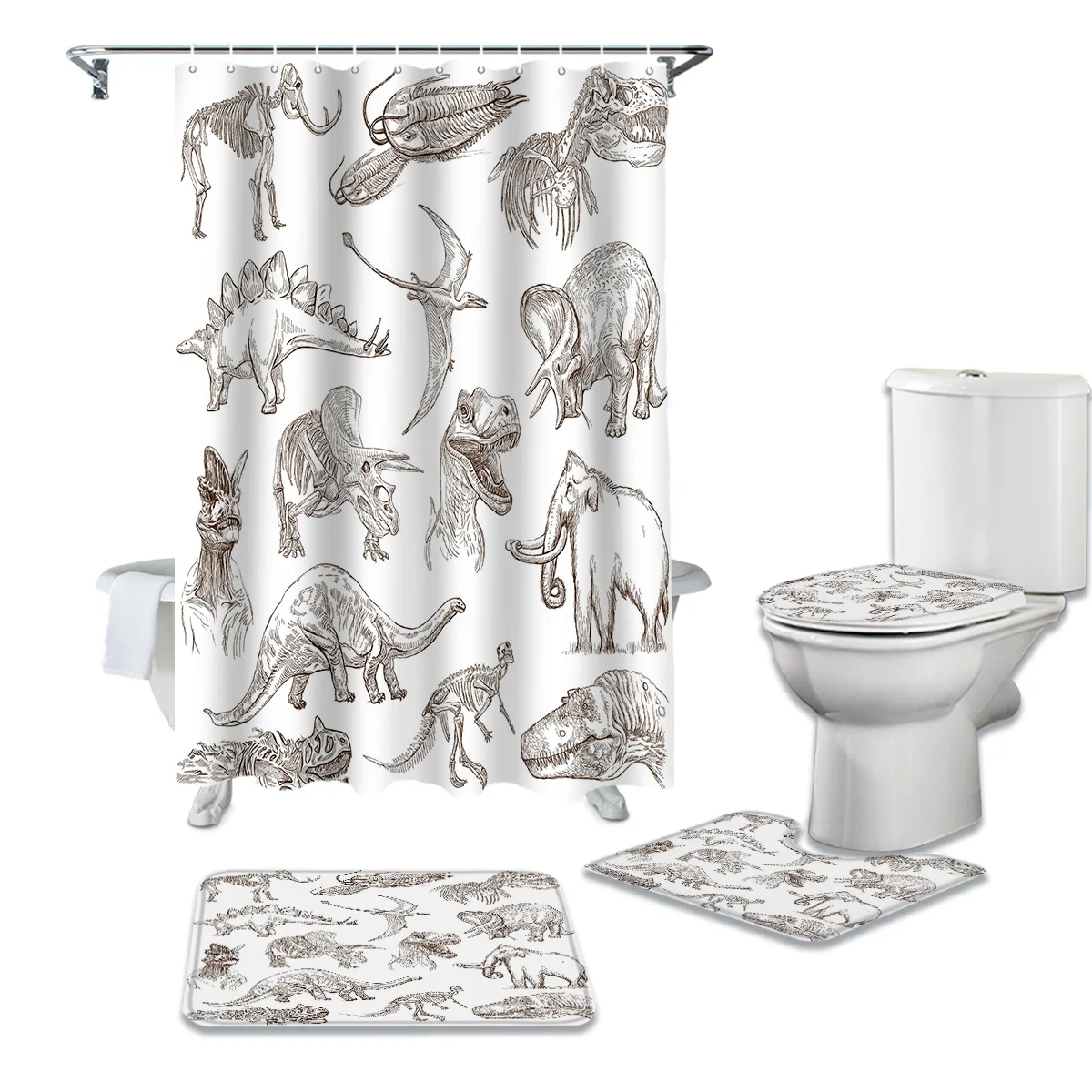 Черно-белая Водонепроницаемая занавеска для душа с мультипликационным