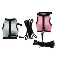 2022jmt rabbit ferret small pet breathable mesh vest harness leash lead set walking collar chest strap for small animal pinkbl