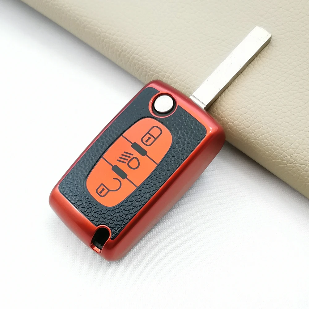 

TPU Leather Car Key Cover Case For Citroen C2 C3 C4 Picasso Xsara Berlingo C5 C6 C8 For Peugeot 3 Buttons Remote Protect Shell