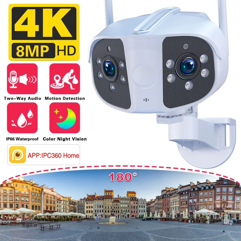 

4K 8MP Dual Lens Panoramic WIFI Camera 180° Wide Viewing Angle AI Human Detection 4MP IPC360 Home Surveillance CCTV IP Camera