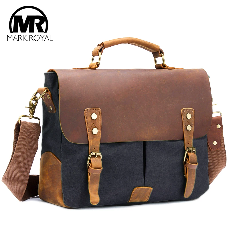 MARKROYAL New Leather Travel Bags Men Vintage Shoulder Bags Large Capacity Handbags Business Travel Bag School Laptop Tote Bag