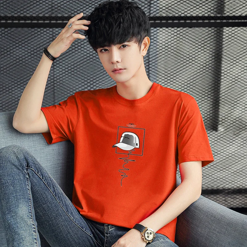 

Футболка мужская с коротким рукавом, хлопок, тонкий топ с принтом, Повседневная Уличная одежда в стиле Харадзюку, большие размеры, лето