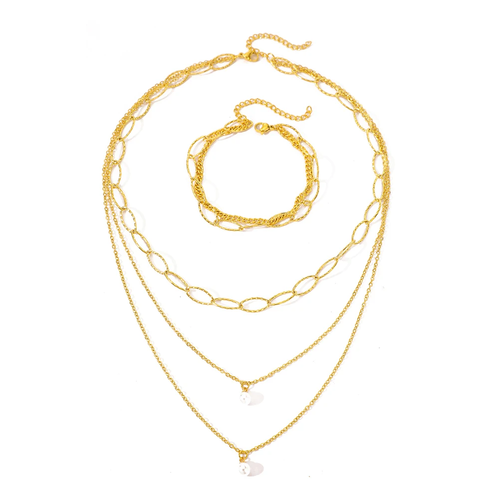 Ювелирный Комплект из колье и браслета нержавеющей стали