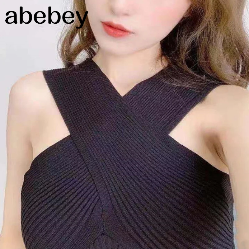 2022 летние футболки без рукавов Женские приталенные майки с перекрестным