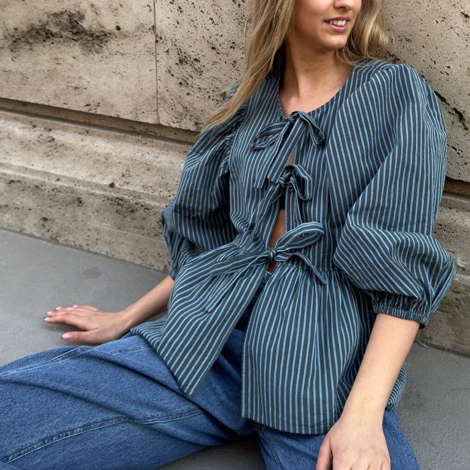 Combhasaki женская кавайная рубашка с галстуком-бабочкой спереди ажурная топы