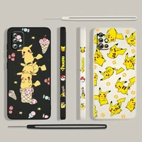 anime pikachu cute for samsung galaxy a73 a53 a33 a52 a32 a22 a71 a51 a21s a03s a50 4g 5g liquid left rope phone case capa cover