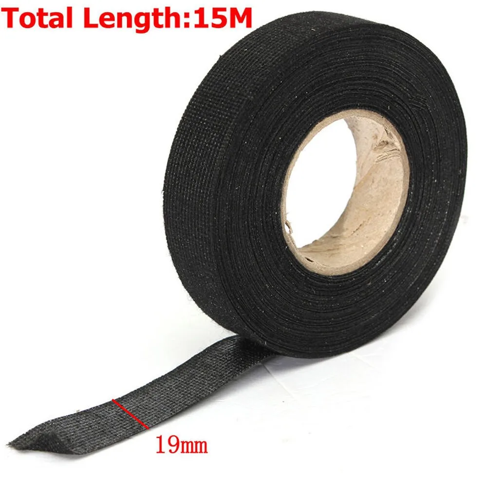 

15M 19MM Heat-resistant Adhesive Cloth Fabric Tape For Automotive Cable Tape Harness Wiring Loom Electrical Heat Tape