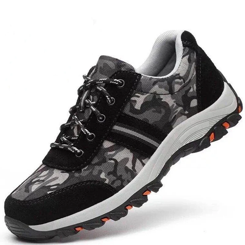 

large size men's leisure steel toe covers work safety shoes breathable platform worker security boots safe sneakers protection