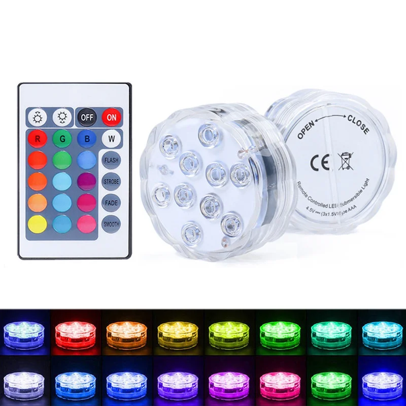 

Светодиодный светильник для бассейна, ПОГРУЖНОЙ водонепроницаемый подводный светильник с дистанционным управлением RGB, ночные лампы для пруда, праздничное украшение для сада