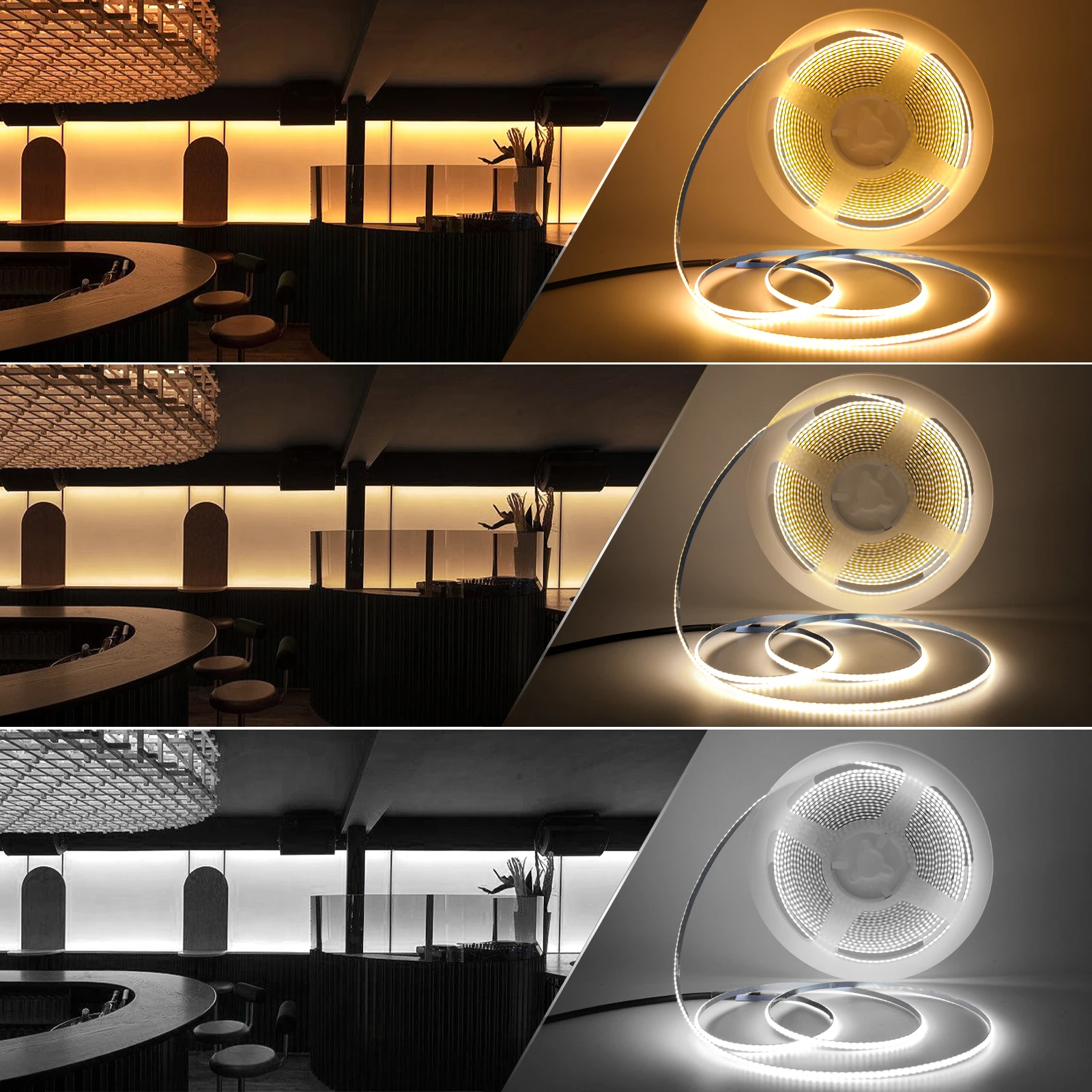 5V USB COB LED Strip Light 3mm Width Flexible Tape with Dimmer/ON OFF Switch 320LEDs High Density Linear Lighting for Decor