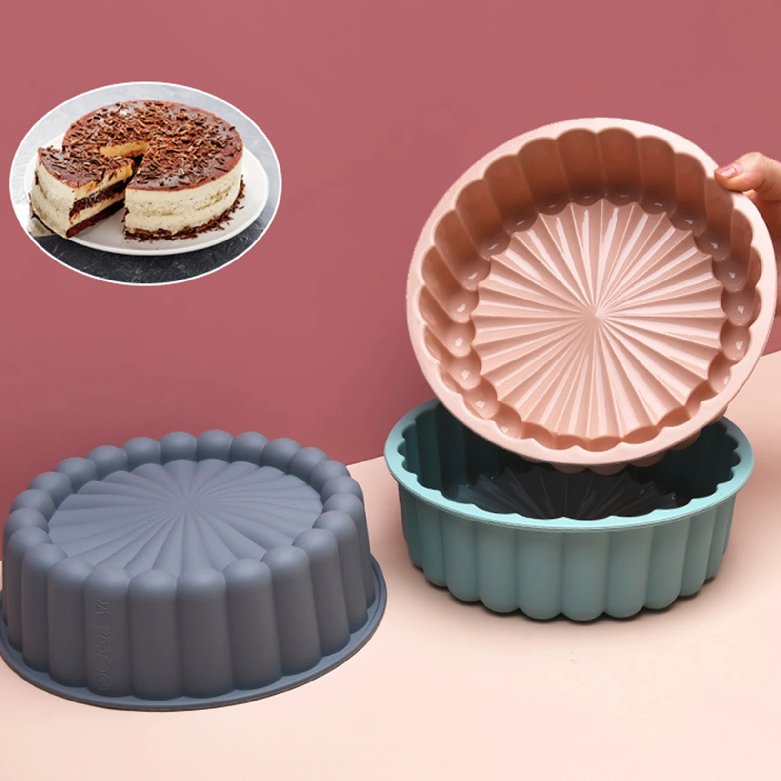 

Silicone Round Cake mould Petal Shape Design Cake Flan Cake Tins Silicone mold For Birthday Party Baking Supplies