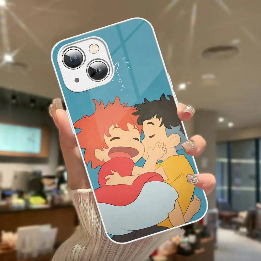 Фото Защитное стекло Cute P-Ponyo Movie On The Cliff для iPhone 14, 13, 12, 11 Pro, Mini, XS MAX, 14Plus, X, XS, XR №5