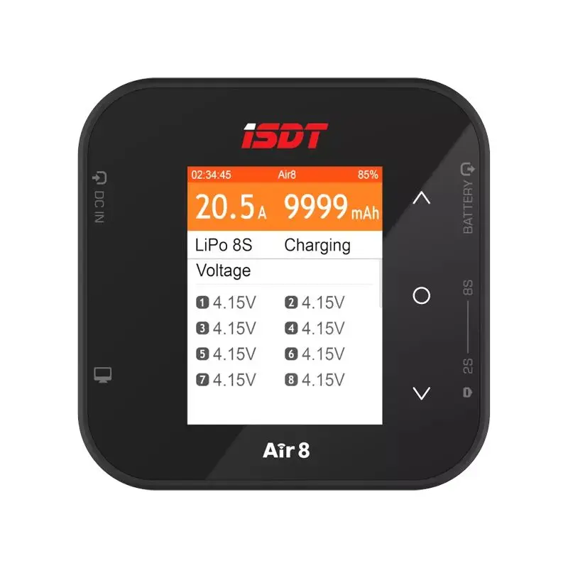 Фото Зарядное устройство-разрядник ISDT Air8 500W 20A для LiPo/Li-HV/LiFe/NiMH/Ni-Cd/Pb аккумуляторов 1-8S с 2 бесплатными штекерами для игрушек №2