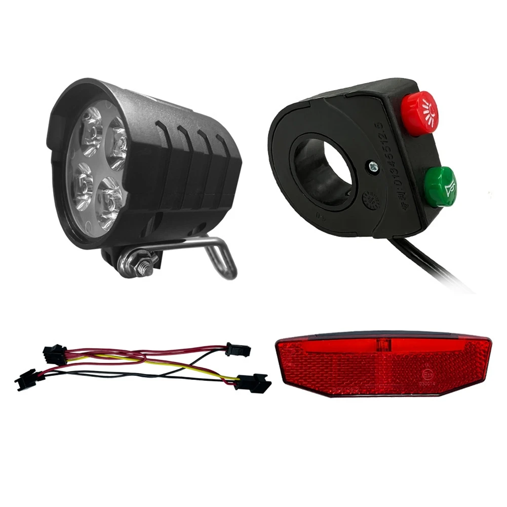 

Electric Latest 36/48V/52V/60V Headlight Front Tail Rear Warning Lights LED Night Spotlight Head Light Cycling EBike