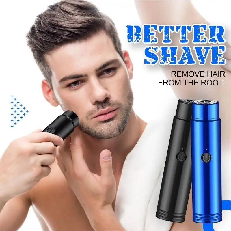 

Mini Portable Electric Shaver Rotary Head Beard Knife Self-Assistant Hair Maker for Men Beard Razor Wet-Dry Dual Use Water Proof