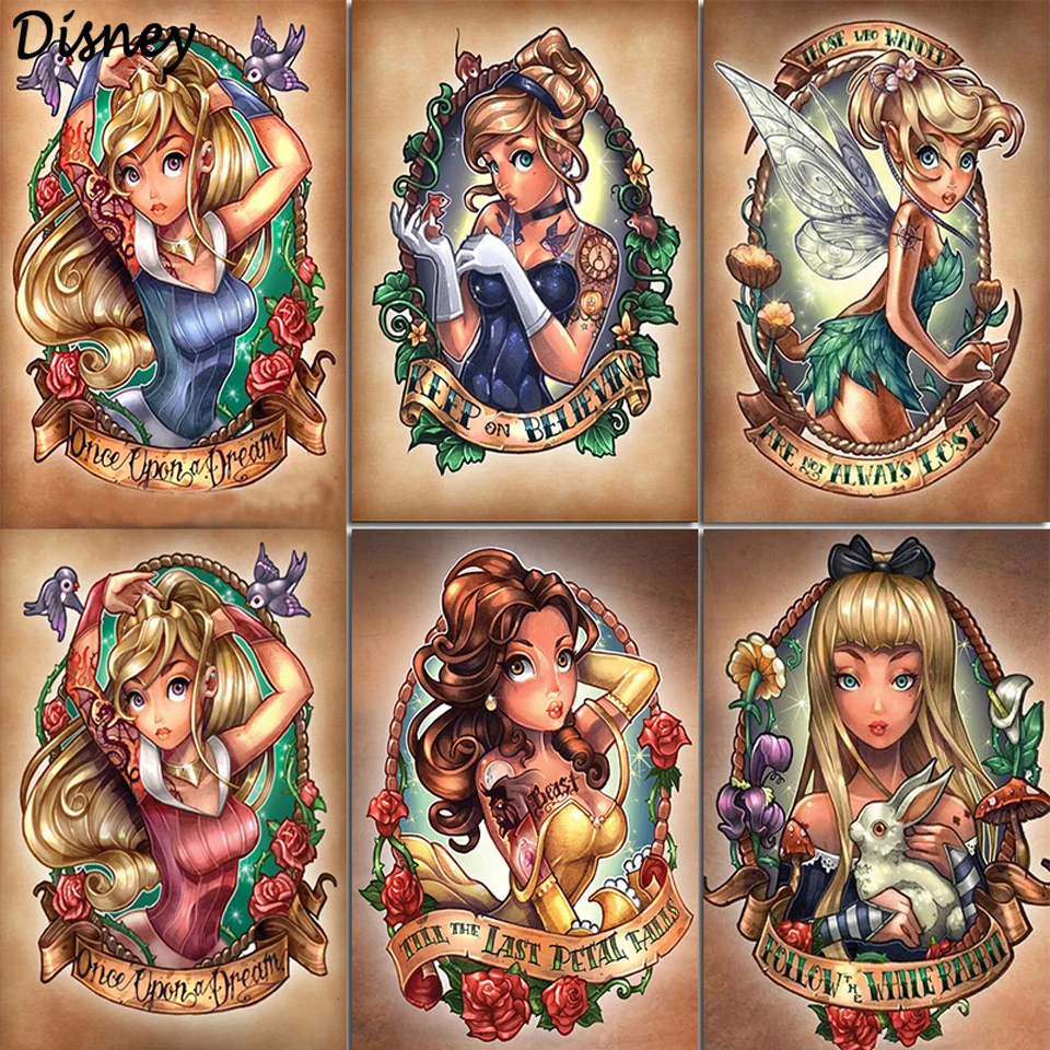 

Disney Cartoon Princess Diamond Embroidery Rhinestone Picture Diamond Painting Cute Girl Mosaic Kit Needlework Cross Stitch Art