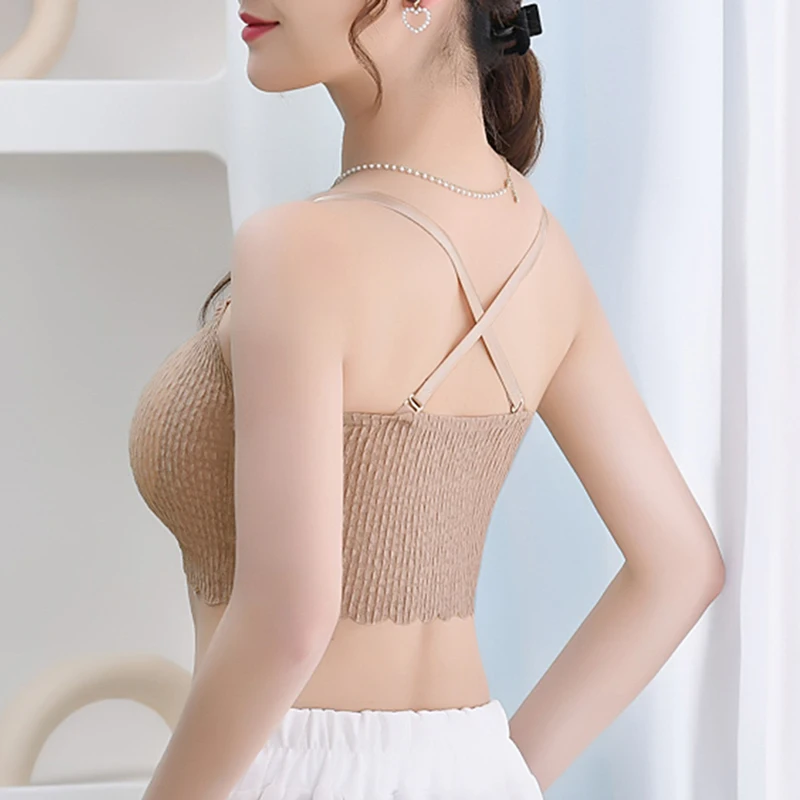 2pcs/set New Thin seamless Tube Top No Straps Non-slip Women Underwear Small Breasts gather No Steel Ring Latex Cup Pad