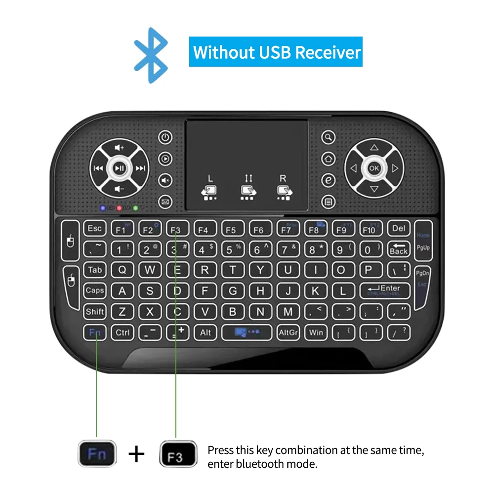 Фото Мини-беспроводная клавиатура A8 с подсветкой 2,4G Bluetooth Мини-клавиатура Летающая мышь Air Mouse Сенсорная панель с дистанционным управлением для Android TV Box №1