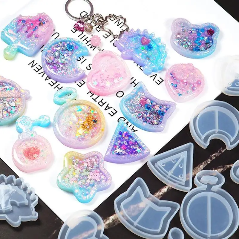 

1pcs DIY Silicone Mold Dry Flower Epoxy Resin Mold Moon Star Crystal Quicksand Mold Silicone Quicksand Mold 12 Styles