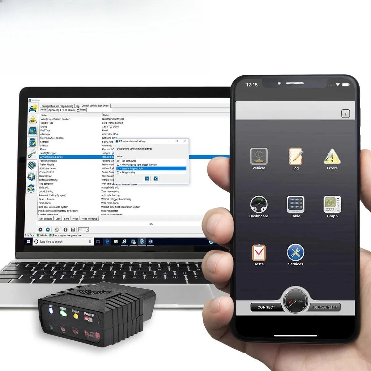 Фото vLinker MC + Bluetooth 4.0: Детектор аккумуляторных батарей Tesla, скрытие ECU для BMW и Ford №2