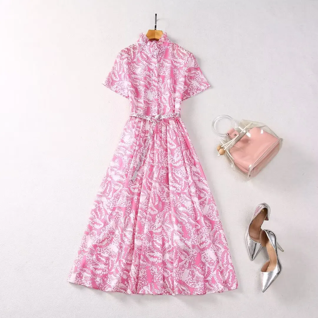 Платье-рубашка ZJYT женское с винтажным принтом модельное модное повседневное