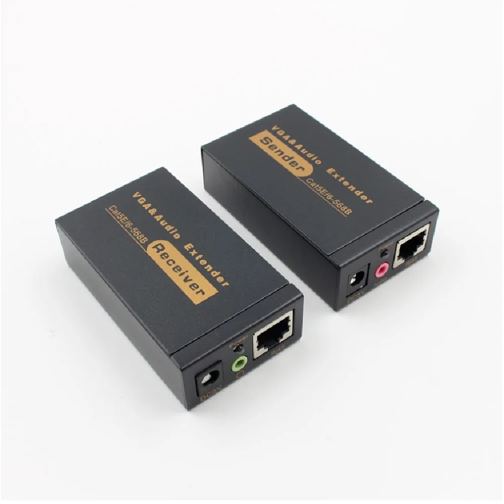 PzzPss 100 м HD 1080P UTP VGA удлинитель RJ45 1x1 сплиттер с аудио 3 5 мм RJ45/Cat5e/6 Ethernet-кабель для