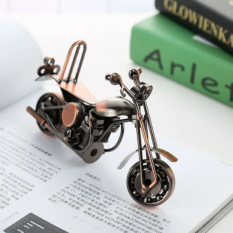 

Desk Decor Miniatures Retro Motorcycle Model Small Wrought Iron Crafts Nordic Home Decor European Style Decorations for Home