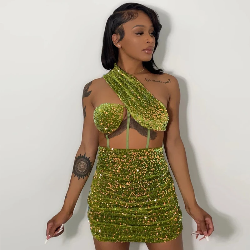 

Элегантное облегающее платье с блестками, женское сексуальное бархатное мини-платье с вырезами, зеленая одежда с блестками, женские наряды,...