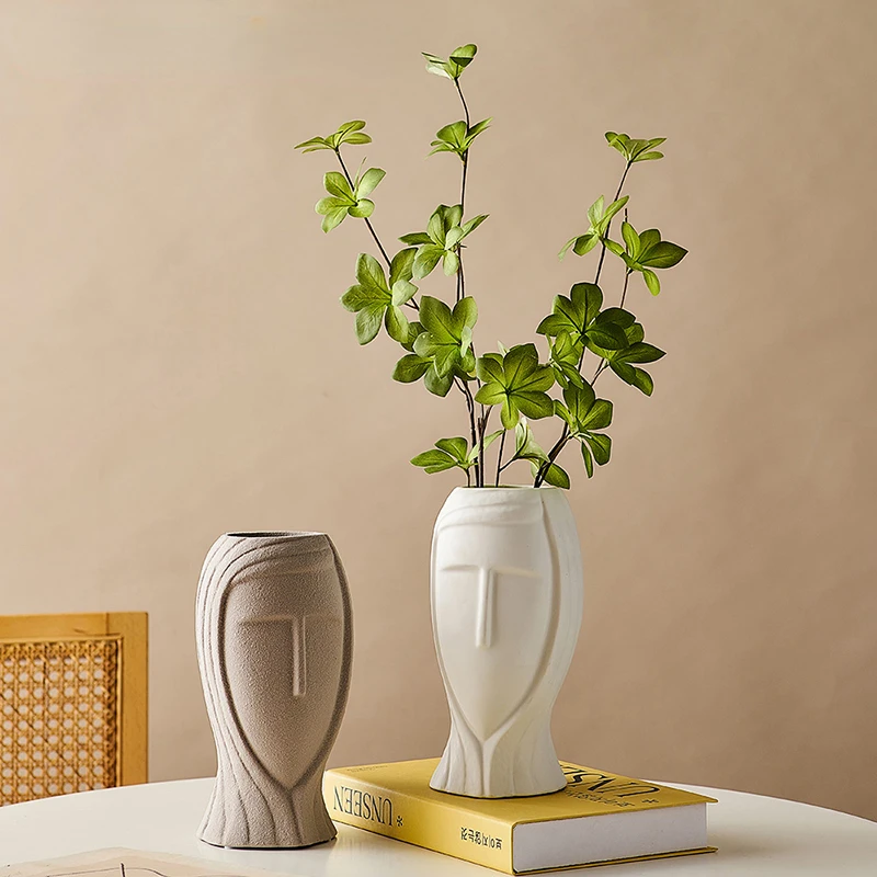 Nordic Creative Abstract Ceramic Vase Living Room Flower Arrangement Modern Minimalist Flower Pot Watering Home Decoration